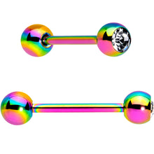 Load image into Gallery viewer, Clear Gem Rainbow Pink Heart Purple Barbell Tongue Ring Set of 4