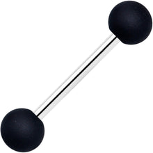 Load image into Gallery viewer, Clear Gem Black Purple Heart Matte Stripe Barbell Tongue Ring Set of 4
