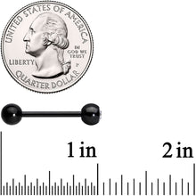 Load image into Gallery viewer, Clear Gem Black Purple Heart Matte Stripe Barbell Tongue Ring Set of 4