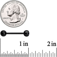Load image into Gallery viewer, Clear Gem Black Red Glitter Heart Stripes Barbell Tongue Ring Set of 4