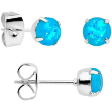 Load image into Gallery viewer, 20G Blue Faux Opal 3mm to 5mm Post Stud Earrings Set of 3