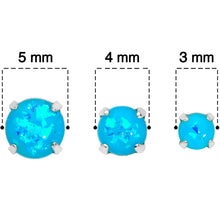 Load image into Gallery viewer, 20G Blue Faux Opal 3mm to 5mm Post Stud Earrings Set of 3