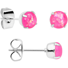Load image into Gallery viewer, 20G Pink Faux Opal 3mm to 5mm Post Stud Earrings Set of 3