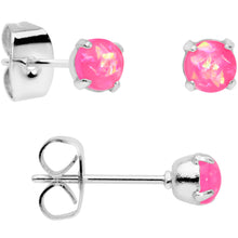Load image into Gallery viewer, 20G Pink Faux Opal 3mm to 5mm Post Stud Earrings Set of 3