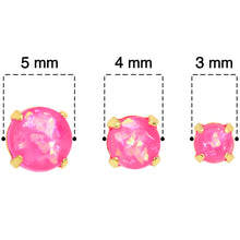 Load image into Gallery viewer, 20G Pink Faux Opal Gold Tone 3mm to 5mm Stud Earrings Set of 3