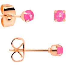 Load image into Gallery viewer, 20G Pink Faux Opal Rose Gold Tone 3mm 5mm Stud Earrings Set of 3