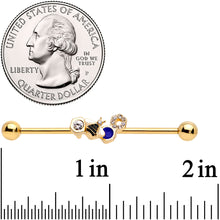Load image into Gallery viewer, 14G Clear CZ Gem Gold Tone Lovely Bee Industrial Barbell 38mm