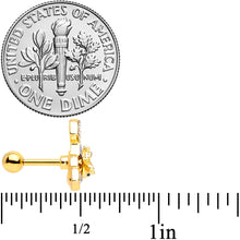 Load image into Gallery viewer, 16G 1/4 Clear CZ Gem Gold Hue Lovely Bee Cartilage Tragus Earring