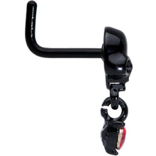Load image into Gallery viewer, 18G 1/4 Red CZ Gem Heart Black Skull Halloween L Shape Nose Ring