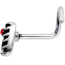 Load image into Gallery viewer, 18G 5/16 Red CZ Gem Heart Skeleton Ribs Halloween Nose Screw