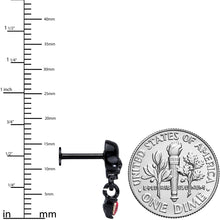 Load image into Gallery viewer, 16G 5/16 Red CZ Gem Heart Black Skull Halloween Labret Tragus