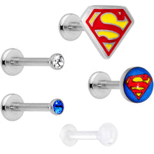 Load image into Gallery viewer, 16G 5/16 Officially Licensed Marvel Superman Labret Set of 5