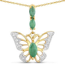Load image into Gallery viewer, 0.72 Carat Genuine Emerald and White Zircon .925 Sterling Silver Pendant