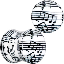 Load image into Gallery viewer, Black White Acrylic Music Notes Double Flare Plug Set
