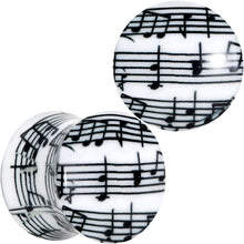 Load image into Gallery viewer, Black White Acrylic Music Notes Double Flare Plug Set