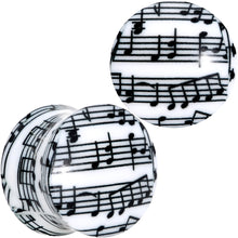 Load image into Gallery viewer, Black White Acrylic Music Notes Double Flare Plug Set