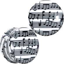 Load image into Gallery viewer, Black White Acrylic Music Notes Double Flare Plug Set