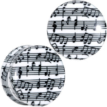 Load image into Gallery viewer, Black White Acrylic Music Notes Double Flare Plug Set