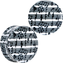 Load image into Gallery viewer, Black White Acrylic Music Notes Double Flare Plug Set