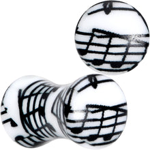 Load image into Gallery viewer, Black White Acrylic Music Notes Double Flare Plug Set