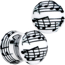Load image into Gallery viewer, Black White Acrylic Music Notes Double Flare Plug Set