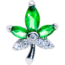 Load image into Gallery viewer, 16G 1/4 Clear Green Gem Pot Leaf Cartilage Tragus Earring