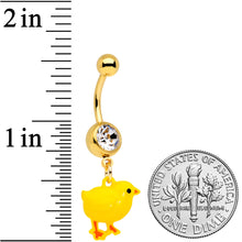 Load image into Gallery viewer, Clear Gem Gold Tone Yellow Easter Chick Dangle Belly Ring