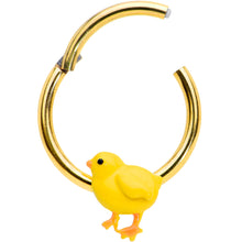 Load image into Gallery viewer, 16G 3/8 Gold Tone Yellow Easter Chick Hinged Segment Ring
