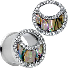 Load image into Gallery viewer, Clear Gem Iridescent Crescent Moon Tunnel Plug Set