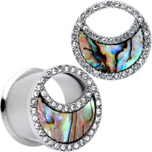 Load image into Gallery viewer, Clear Gem Iridescent Crescent Moon Tunnel Plug Set