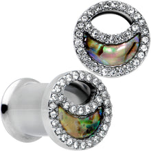 Load image into Gallery viewer, Clear Gem Iridescent Crescent Moon Tunnel Plug Set
