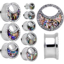 Load image into Gallery viewer, Clear Gem Iridescent Crescent Moon Tunnel Plug Set