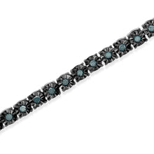 Load image into Gallery viewer, Black Rhodium Plated .925 Sterling Silver 1.0 Cttw Diamond Miracle Tennis Bracelet (Enhanced Blue Color, I3 Clarity) - 7"