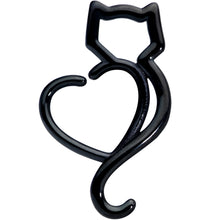 Load image into Gallery viewer, 16G 5/16 Black Cat Lover Heart Kitty Closure Ring