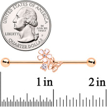 Load image into Gallery viewer, 14G Clear CZ Gem Rose Gold Tone Butterfly Industrial Barbell 38mm