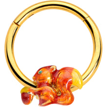 Load image into Gallery viewer, 16G 3/8 Gold Tone Brown Happy Squirrel Acorn Hinged Segment Rnig