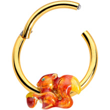 Load image into Gallery viewer, 16G 3/8 Gold Tone Brown Happy Squirrel Acorn Hinged Segment Rnig