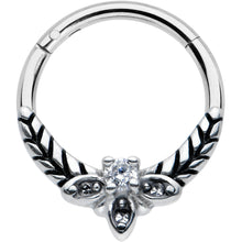 Load image into Gallery viewer, 16G 3/8 Clear Gems Gothic Bee Hinged Segment Ring