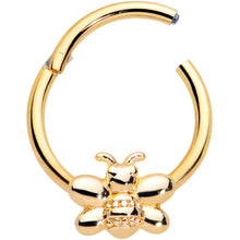 Load image into Gallery viewer, 16G 3/8 Gold Tone Simple Stylish Bee Hinged Segment Ring