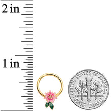 Load image into Gallery viewer, 16G 3/8 Gold Tone Pink Spring Flower Hinged Segment Ring