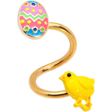 Load image into Gallery viewer, Gold Tone Funky Easter Egg and Chick Spiral Twister Belly Ring