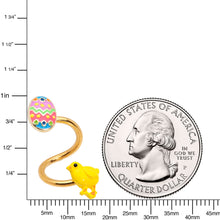 Load image into Gallery viewer, Gold Tone Funky Easter Egg and Chick Spiral Twister Belly Ring