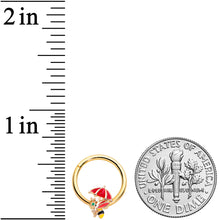 Load image into Gallery viewer, 16G 3/8 Gold Tone Rainy Day Umbrella Bee Hinged Segment Ring