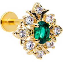 Load image into Gallery viewer, 16G 5/16 Clear Green Gem Art Deco Style Labret Monroe Tragus