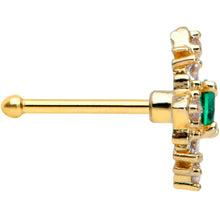 Load image into Gallery viewer, 20G 5/16 Clear Green Gem Gold Tone Art Deco Nose Bone