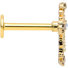 Load image into Gallery viewer, 16G 5/16 Aurora Gem Gold Tone Elegant Cross Labret Monroe Tragus