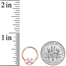 Load image into Gallery viewer, 16G 3/8 Clear CZ Gem Rose Gold Hue Pink Cross Hinged Segment Ring