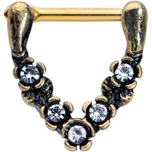 Load image into Gallery viewer, 16G 5/16 Clear Gem Gold Tone Flower Vee Cartilage Clicker