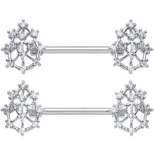 Load image into Gallery viewer, 14G 9/16 Clear CZ Gem Constellation Barbell Nipple Ring Set