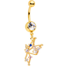 Load image into Gallery viewer, Clear CZ Gem Rose Gold Tone Star Angel Christmas Dangle Belly Ring